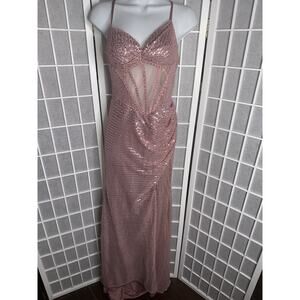 Ryanth Full Length Maxi Blush Pink Sequin Evening Dress Size 6 Brand New